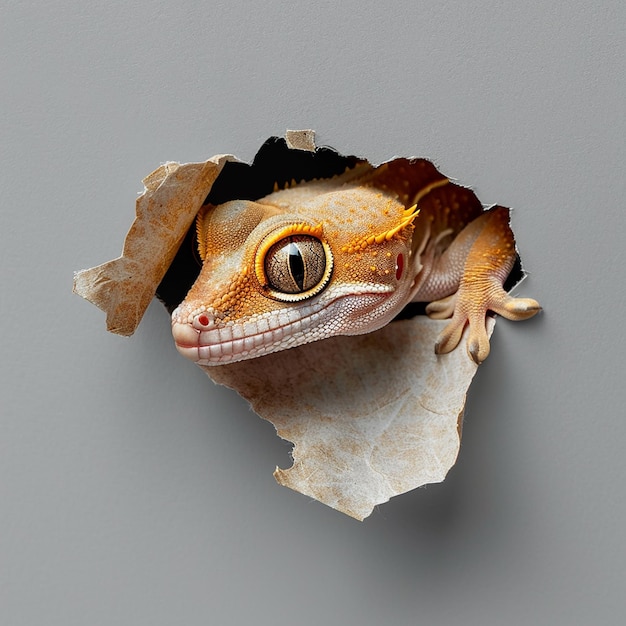 Cute Toy Crested Gecko Sticking Its Head Out