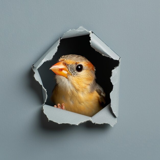 Cute Toy Finch Sticking Its Head Out