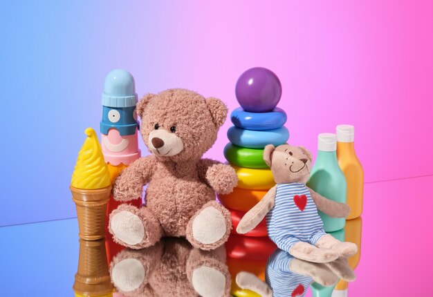 Photo cute toys collection play bright time toys for babies