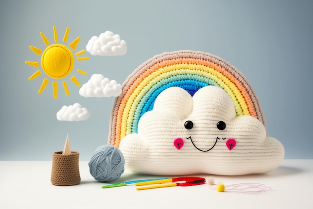 cute trees knitting colorful for kids education