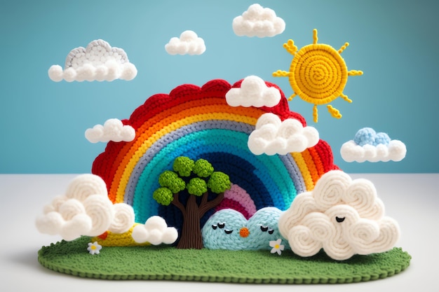 cute trees knitting colorful for kids education