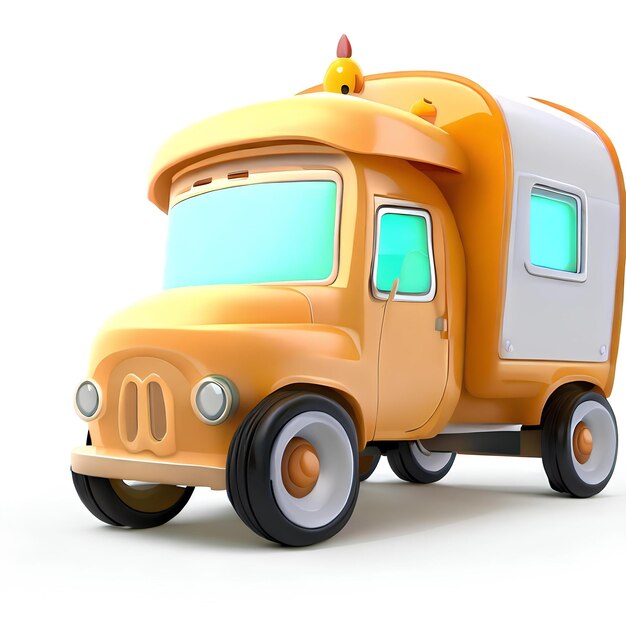 cute truck farm 3d generated ai model isolated