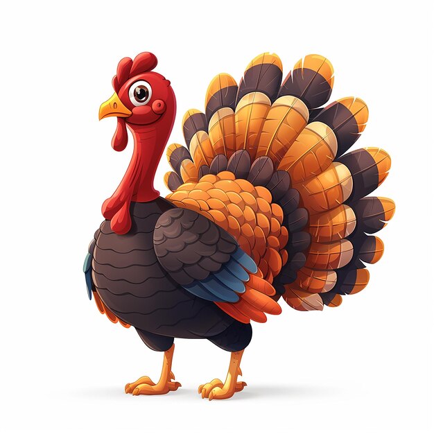 Photo cute turkey strutting proudly cartoon vector icon