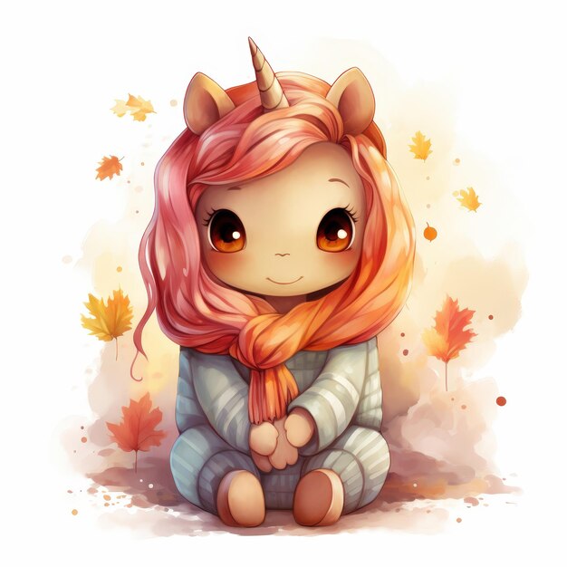 Cute Unicorn in Autumn