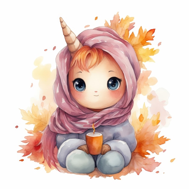 Photo cute unicorn in autumn