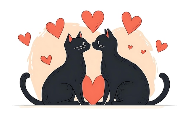 Photo cute valentines day animal couple with cats