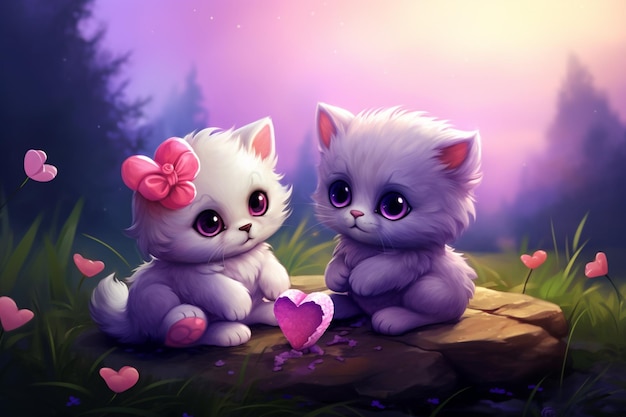 Cute valentines day animal couple