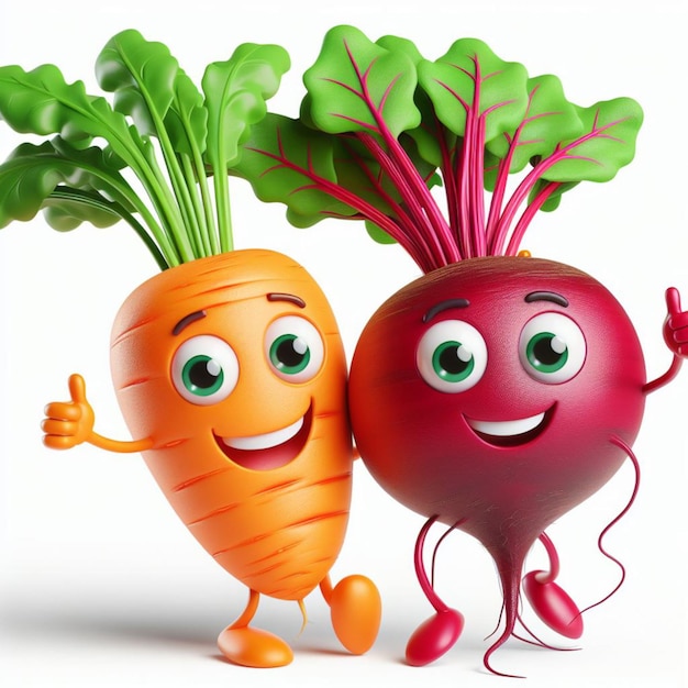 Cute vegetables beetroot and carrots clipart