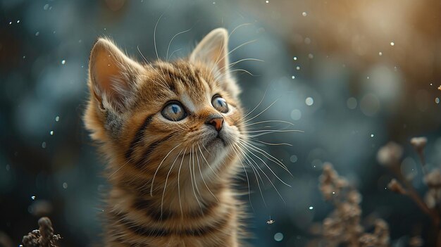 Cute wallpaper with curious kitten with blurred background and bokeh effects wallpaper with cat ki