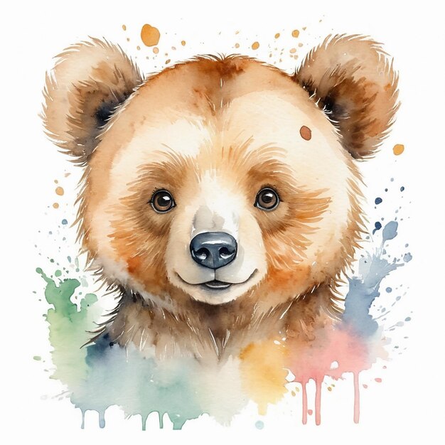 Cute watercolor baby bear