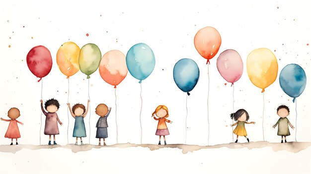 Photo cute watercolor ballon kids design