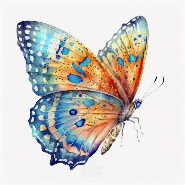 Cute Watercolor Butterfly Illustration AI Generative