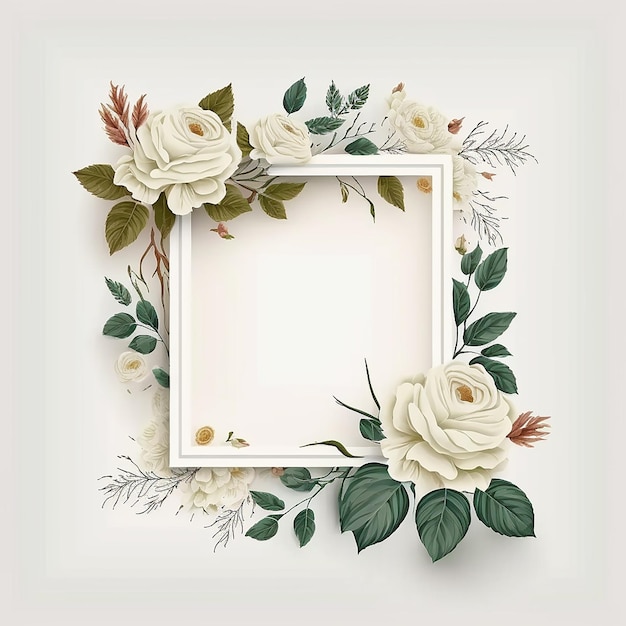 Cute Watercolor Floral Frame Illustration Generative AI