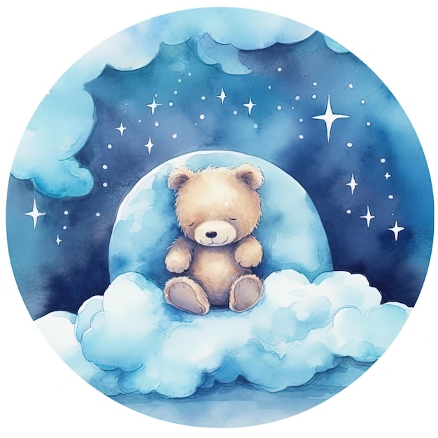 Cute watercolor good night Illustration AI GenerativexA