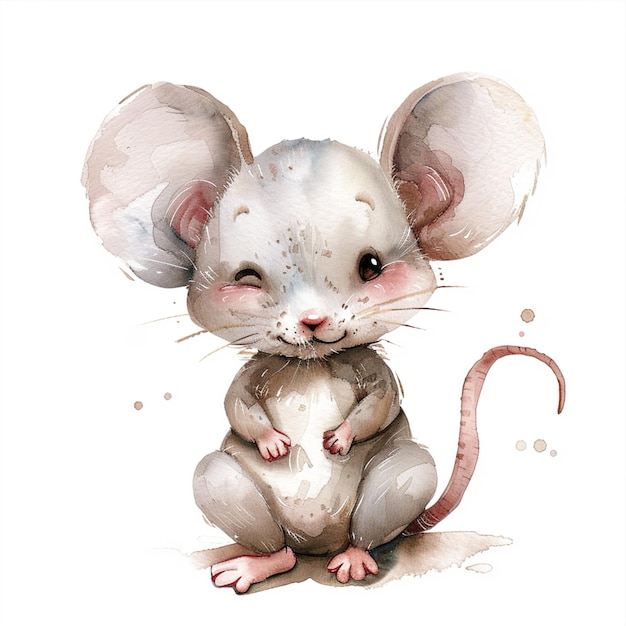 Cute Watercolor illustration of a mouse