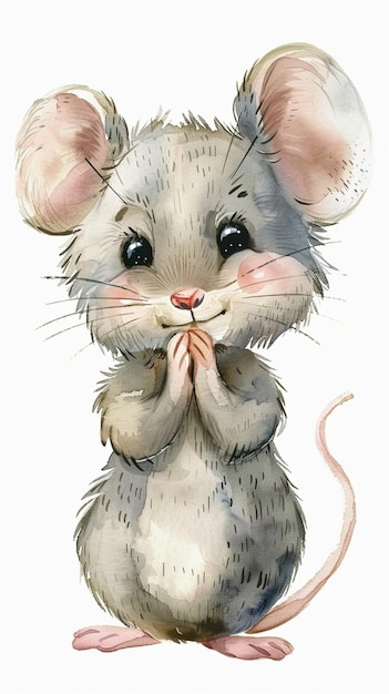 Cute Watercolor illustration of a mouse