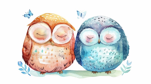 Photo cute watercolor illustration of owl