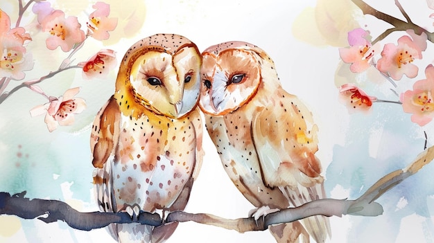 cute watercolor illustration of owl