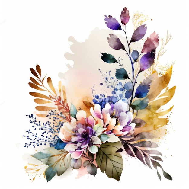 Cute Watercolor Natural Flower Illustration Generative AI