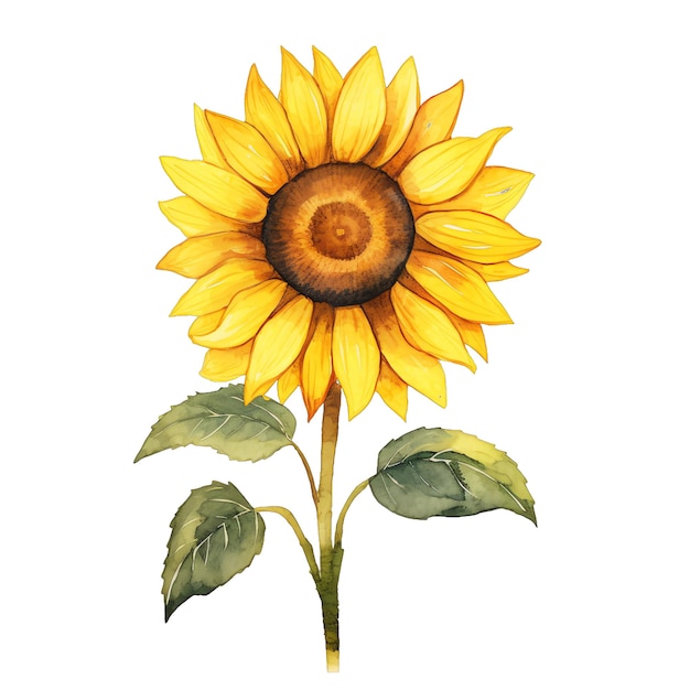 Cute watercolor sunflower illustration