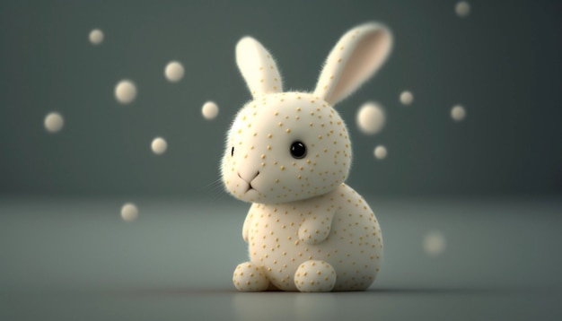 Cute white bunny with dots Ai generative