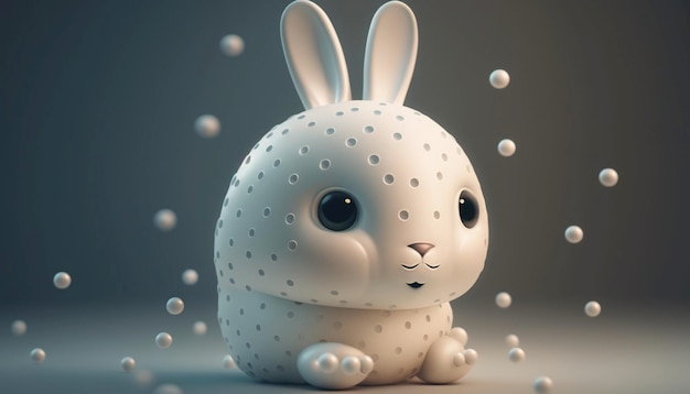 Cute white bunny with dots Ai generative