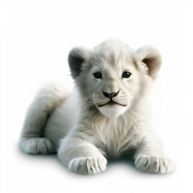 Cute White Lion Portrait in Focus Generative AI