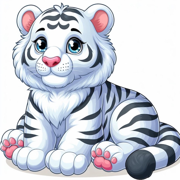 Cute White Tiger Vector Cartoon illustration