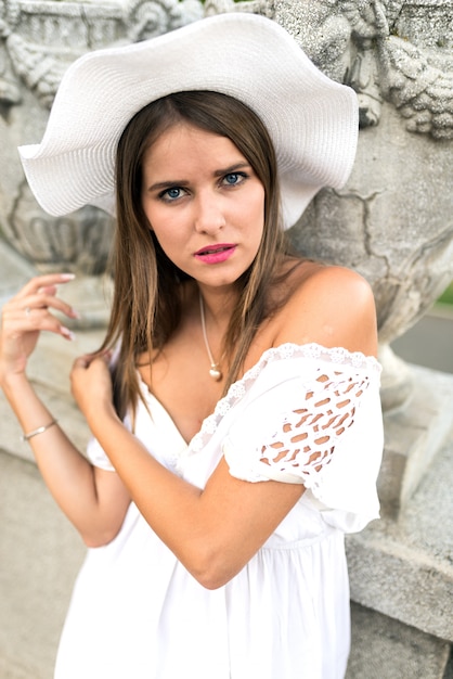 Cute woman in the city park