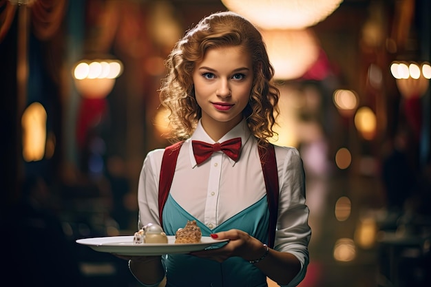 Cute woman waiter