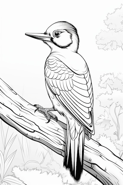 Cute Woodpecker for Coloring Book