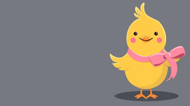 Photo cute yellow chick with a pink bow perfect for easter or spring themes