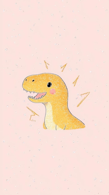 Photo cute yellow dinosaur illustration on pink background