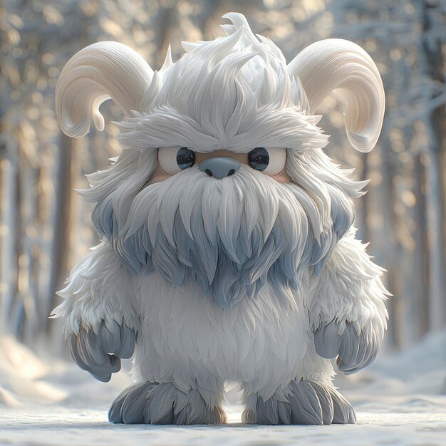 Photo cute yeti standing in the snow