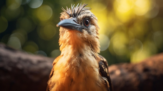 cute young bird with beak looking at camera in nature