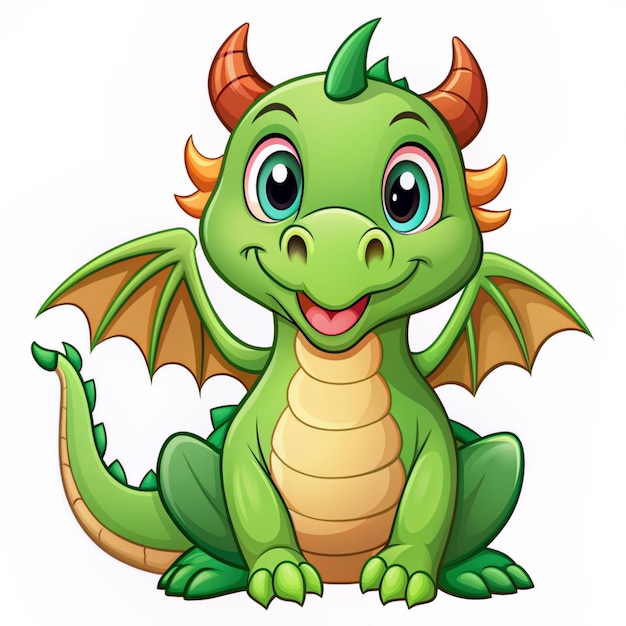 Cute Young Dragon Cartoon Vector Icon Illustration Animal Nature Icon Concept Isolated Premium Vector Flat Cartoon Style