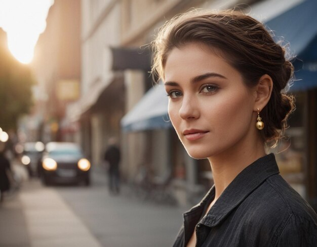 Cute young girl in commercial premises own business concept close up