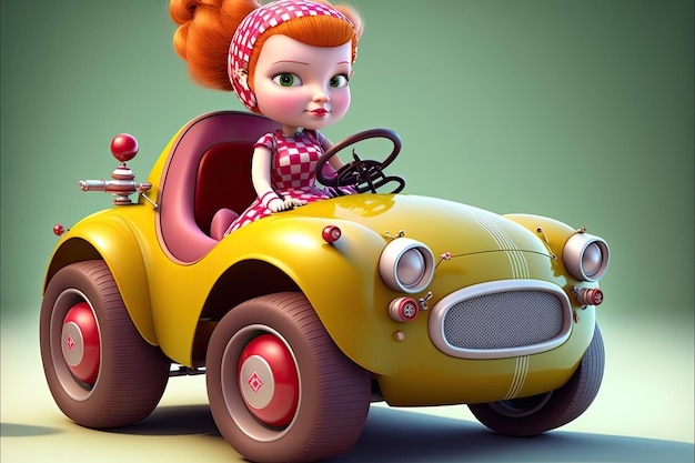 Cute young woman driving a beautiful and stilish car Generative AI