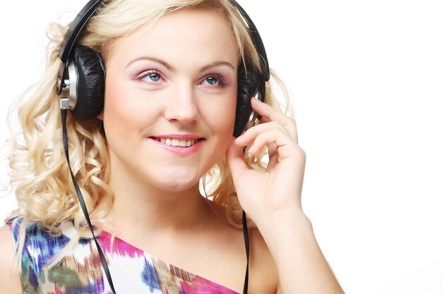 Cute young woman with headphones