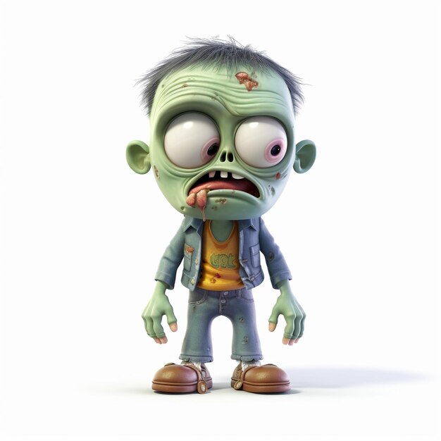 Photo cute zombies cartoon 3d characters