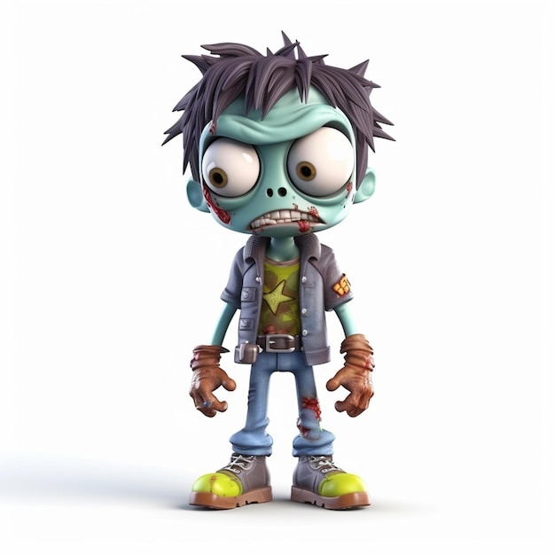 Photo cute zombies cartoon 3d characters