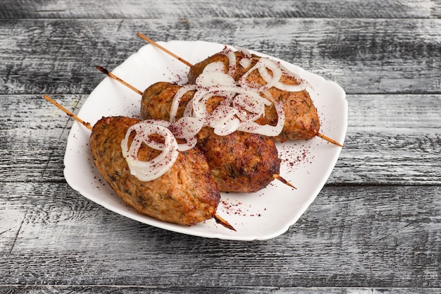 Cutlets homemade cutlets on a wooden white background