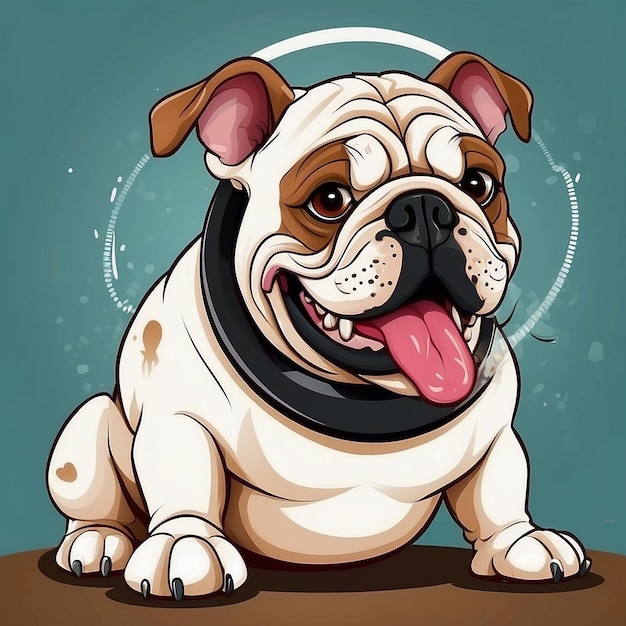 Photo cutlldog playing phone cartoon vector illustratione bu