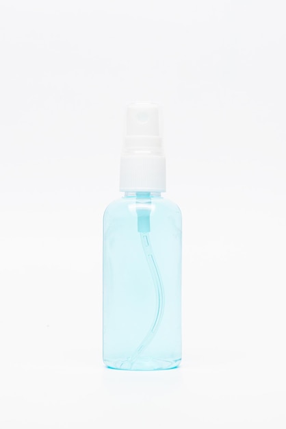 Cutout Transparent Alcohol Spray Bottle on White Background