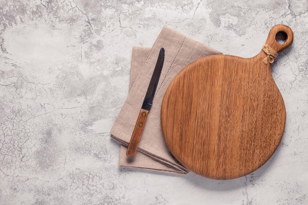 Cutting board on a concrete table