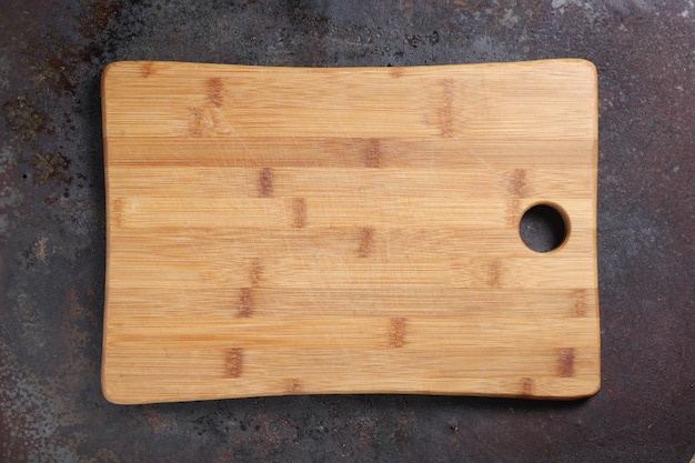 Cutting board on metal countertop