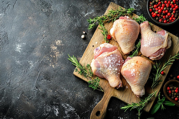 a cutting board with chicken and vegetables on it and a spoon