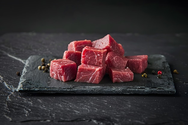 Photo a cutting board with pieces of meat and spices on it