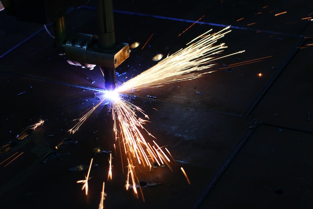 Cutting metal laser close up