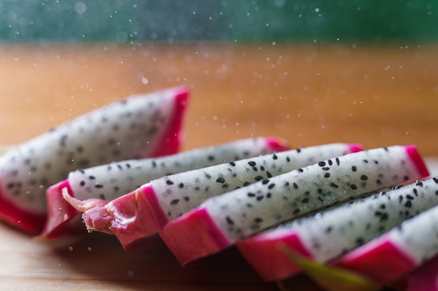 Cutting a Pitahaya (Dragon Fruit).